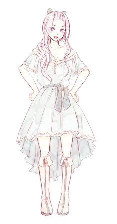 Аниме девушки в полный рост карандашом