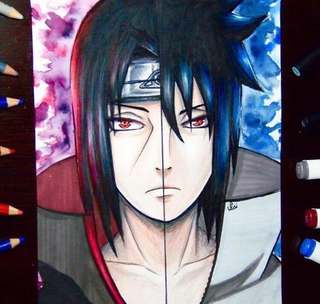 Итачи и Саске половина лица