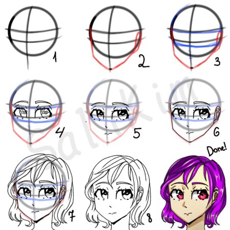 Аниме лицо рисовать