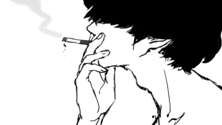 Курящий аниме парень Sad