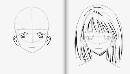 Поэтапное рисование аниме карандашом
