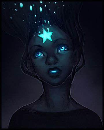 Девушка с горящими глазами арт