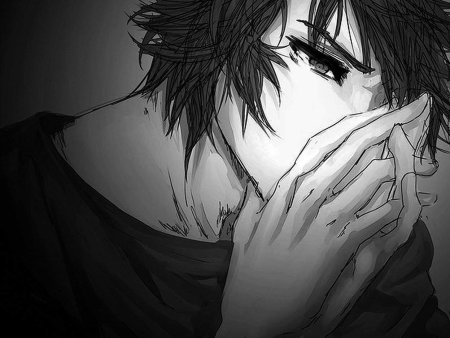 Грустный аниме парень