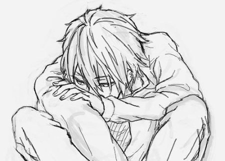 Грустный парень рисованцй