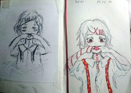 Рисунки с кровью в скетчбуке