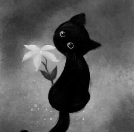 Черно белый котенок арт