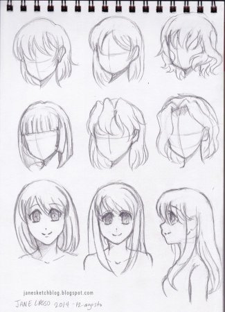 Референс волос каре аниме