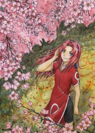 Сакура Харуно с цветком