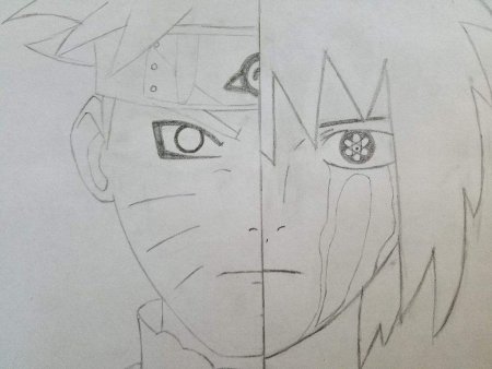 Лицо Наруто и Саске нарисовать