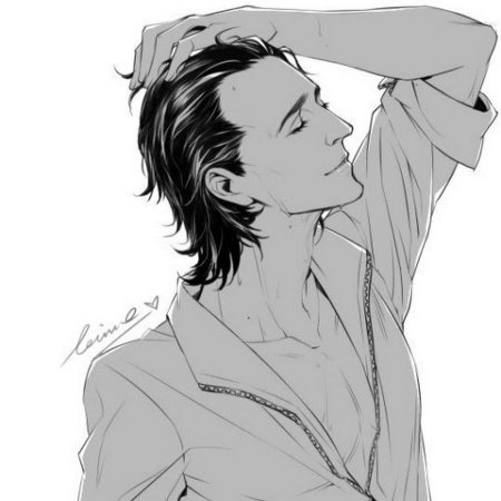 Парень с зачесанными назад волосами арт