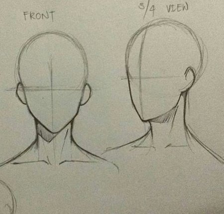 Голова 3/4 референс аниме