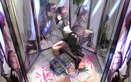 Аниме отражение в зеркале