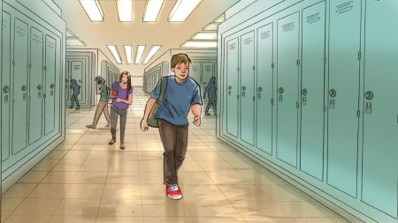 Коридор в американской школе арт