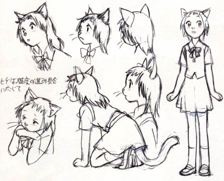 Скетчи аниме котов
