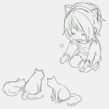 Котик раскраска аниме Чиби