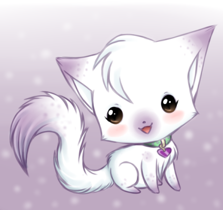 Белый котенок аниме