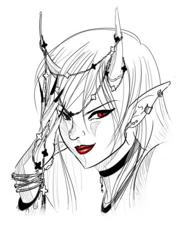Раскраска аниме девушки демоны