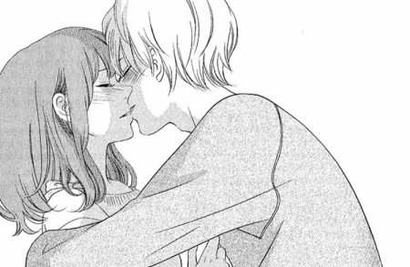 Аниме поцелуй чёрно-белое