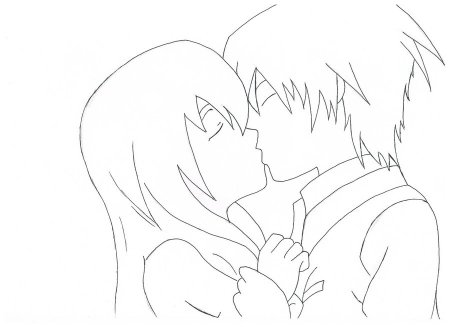 Раскраски аниме поцелуи