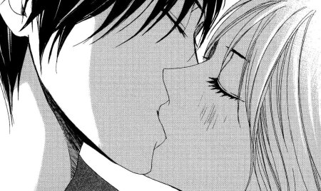 Аниме поцелуй чёрно-белое
