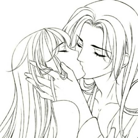 Раскраски для девочек поцелуи
