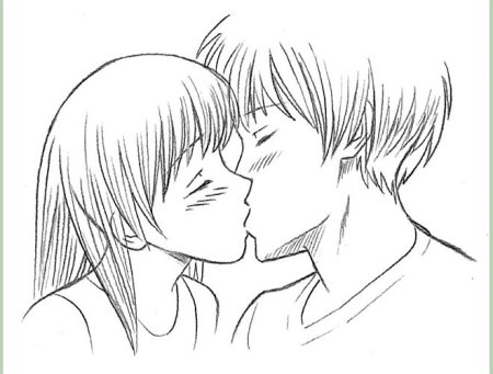 Аниме поцелуй карандашом