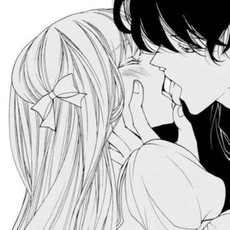 Аниме поцелуй черно белое