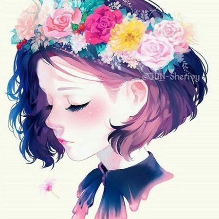Аниме девочка с венком