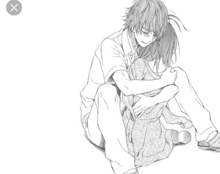 Аниме сидят в обнимку