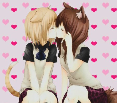 Юри аниме неко поцелуй