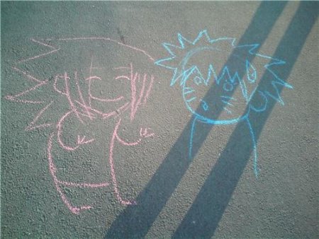 Аниме рисунки мелками