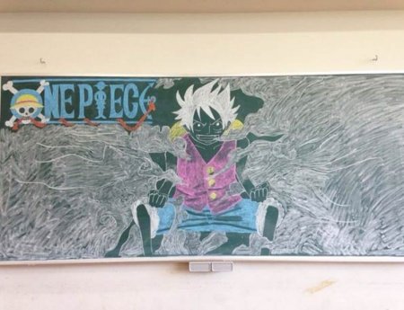 Аниме мелками на школьной доске