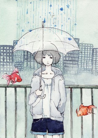 Аниме человек с зонтом