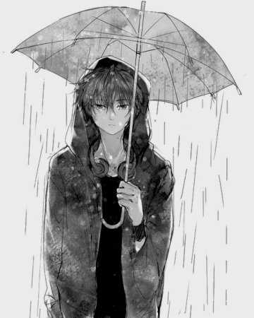 Аниме мальчик под дождем