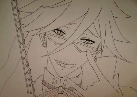 Раскраска темный дворецкий Грелль