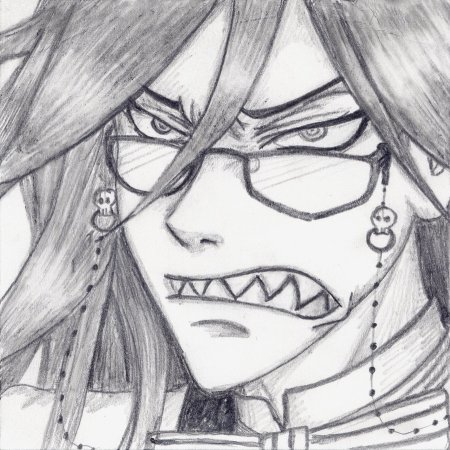 Тёмный дворецкий Грелль черно белый