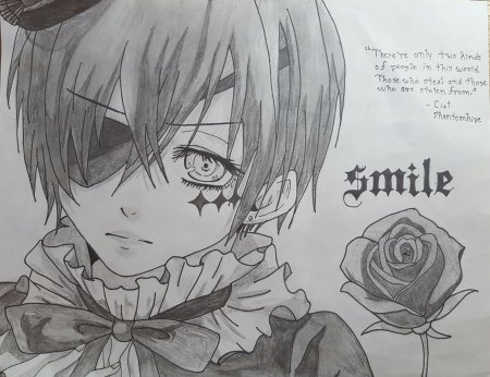 Раскраска темный дворецкий Сиэль