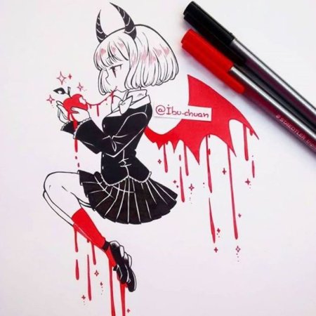 Аниме рисунки маркерами