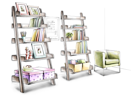 Книжный стеллаж набросок