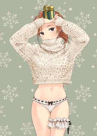 Аниме девушка в водолазке