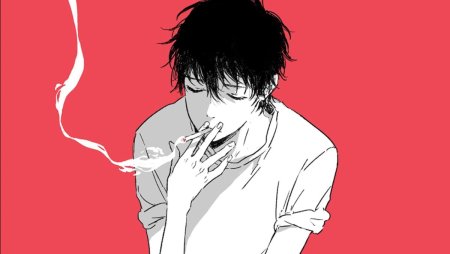 Курящий парень арт