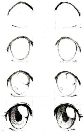 Как нарисовать глаза аниме карандашом