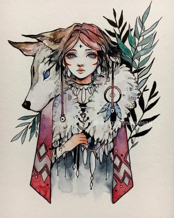 Девушка с маской волка фэнтези