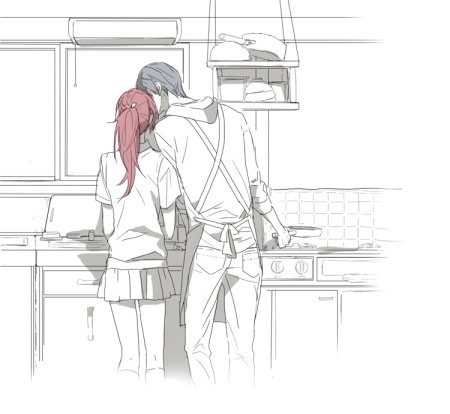 Аниме парочка на кухне