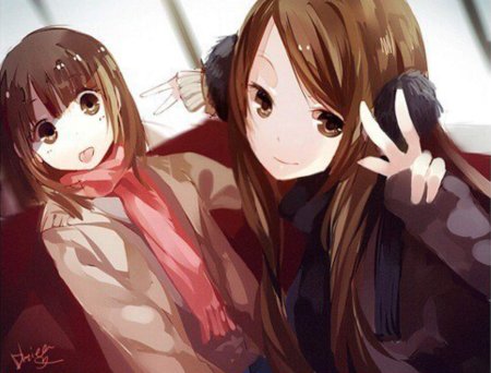 Подруги с коричневыми волосами