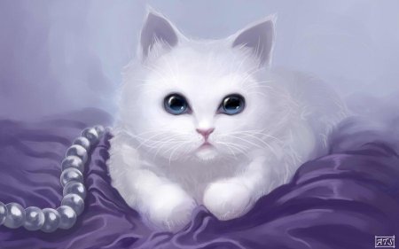 Белая кошка аниме