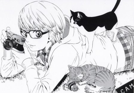 Манга девушка с котом