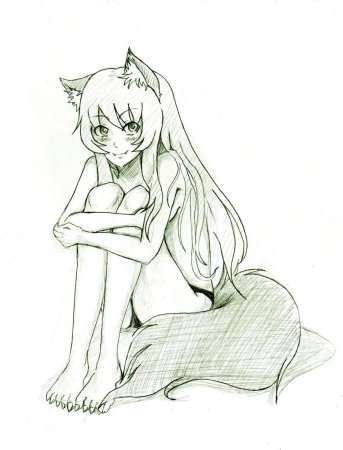 Кошка девочка рисунок для срисовки