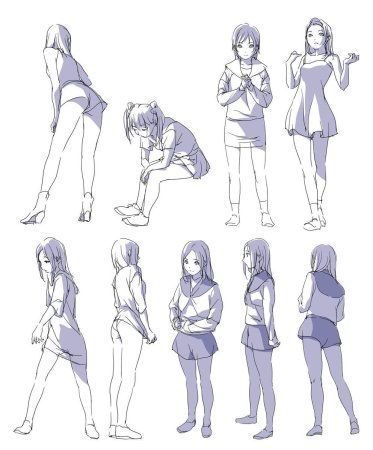 Референс позы девушки аниме