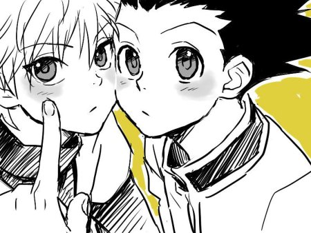 Киллуа и Гон черно белый